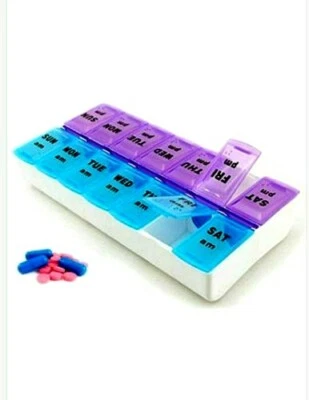 7Day Pill Box Medicine Tablet Dispenser Organizer Weekly Storage Case AM PM uk