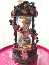 Alice in Wonderland Disney Snow Globe Snow Dome 25th Anniversary Music Box 
