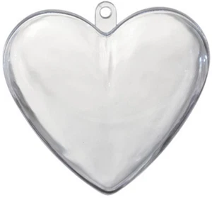 Acrylform Herzteilbar, transparent mit Öse 63-100mm zum Befüllen, Dekorieren - Bild 1 von 4