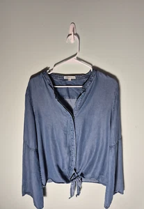 Harper Top Damen groß Chambray Knopfleiste Retro Hippie weich atmungsaktiv - Bild 1 von 9