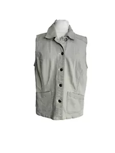 Chicos Platinum Pale Gray Denim Vest Womens Size 1 Medium Button Front - Picture 1 of 6