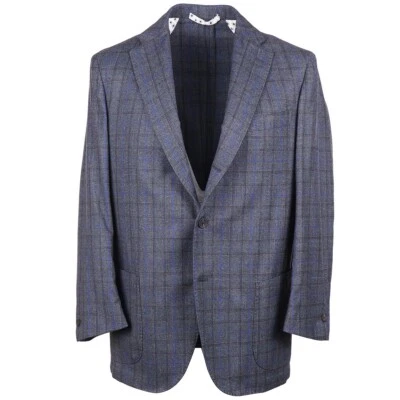 Abrigo deportivo de lana a cuadros Glen de construcción suave Finamore Napoli 44S corto (UE 54) Foto 1 de 4