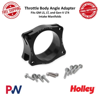 Угловой адаптер корпуса дроссельной заслонки Holley для впускных коллекторов GM LS, LT и Gen-V LT4 - Изображение 1 из 4