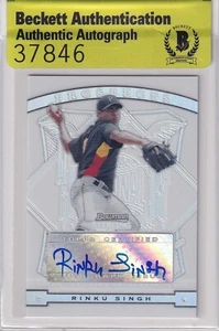 Rinku Singh Signed 2009 Bowman Sterling Prospect Card BAS COA AU WWE Veer Mahaan - Picture 1 of 24