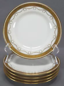 Set of 5 Hutschenreuther Neoclassical Gold Wreath Encrusted 6 7/8 Inch Plates - Picture 1 of 9