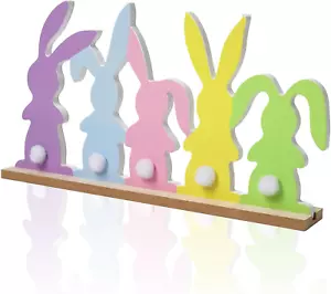 Easter Decorations for the Home, Rustic Farmhouse Wooden Bunny Blocks Tiered Tra - Picture 1 of 12