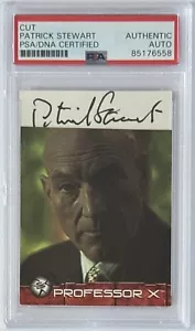 2003 Topps Marvel X-Men Patrick Stewart carta tagliata firmata PSA DNA Professor Xavier - Foto 1 di 2