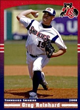 2008 Tennessee Smokies Grandstand #20 Greg Reinhard Marinette Wisconsin WI Card
