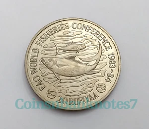 1984 Maldives 20 Rufiyaa Coin, KM #65 Uncirculated / Fish-FAO issue - Picture 1 of 2