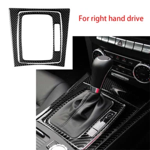 2Pcs RHD Carbon Fiber Gear Shift Trim Fit For Mercedes Benz C Class W204 2007-13 - Foto 1 di 9