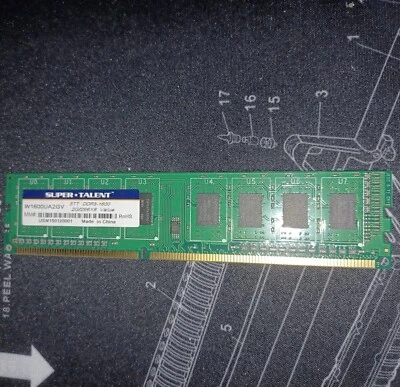 2GB Ram DDR3-1600 SUPER TALENT W1600UA2GV 2GB256x8 Desktop Memory - Image 1 of 3