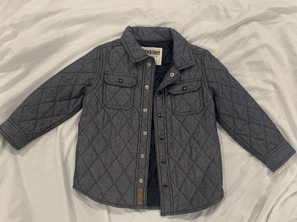 Chaqueta acolchada con botones Gymboree auténtica para niños talla juvenil 4 XS aspecto de mezclilla Foto 1 de 4