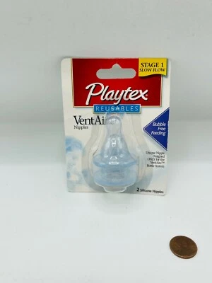 Vintage NOS 2001 Playtex Reutilizable VentAire 2 Pezones de Silicona Etapa 1 Flujo Lento  Foto 1 de 3