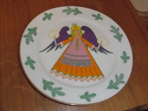 Weihnachtsteller mit Engel Heinrich Porzellan ca. 24 cm Goldrand Keksteller Top - Bild 1 von 5
