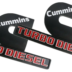 2x Matte Black Cummins Turbo Diesel Emblem Badge For Car 2500 3500 Fender Marker - Picture 1 of 4