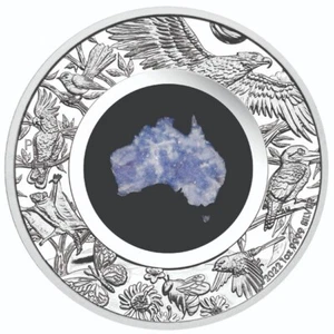 Moneda de lepidolita azul a prueba de plata Australia 2022 1$ Great Southern Land de 1 oz - Imagen 1 de 4