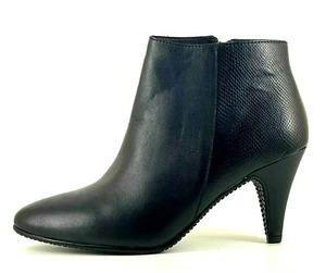Carvela Comfort Womens UK 4 & 4.5 Black Leather Zip Up Cone Heeled Ankle Boots