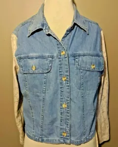Sasson Vintage 80er Denim und Baumwolle Lagenlook Crop Shirt M - Bild 1 von 4