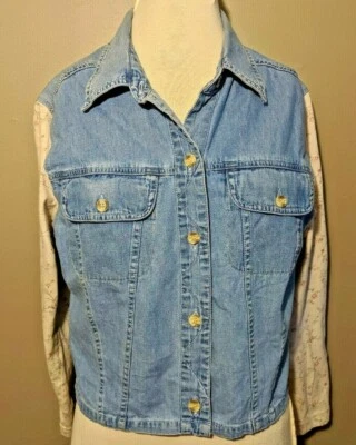 Camisa corta Sasson de colección años 80 de mezclilla y algodón en capas M   Foto 1 de 4