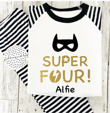 4th birthday pyjamas when i wake up I Will Be four pyjamas Boys Superhero Pjs