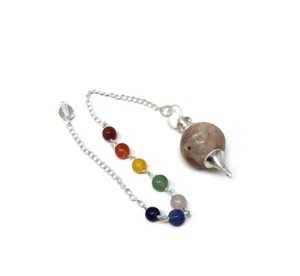 2 Pcs - SunStone Chakra Chain Ball pendulum - 10 in long - Picture 1 of 5