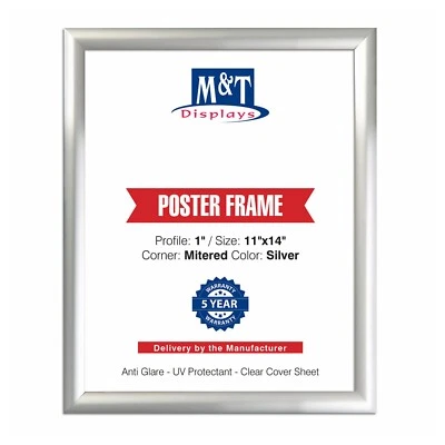 Snap Poster Picture Frame Aluminum Front Loading Wall Mounting 11x14 Inch Silver - Image 1 of 4