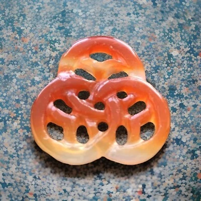 Vintage Chinese Hand Carved  Double Sided Carnelian Agate Stone Pendant bead - Image 1 of 4