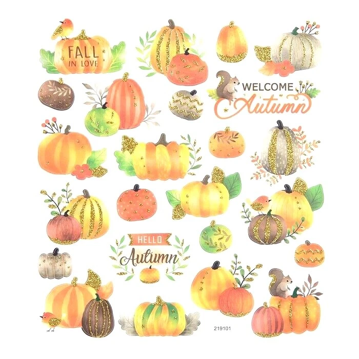 STICKABLITIES Glitter Autumn Pumpkin Fall Harvest Stickers Papercraft Planner Crafts Scrapbook
