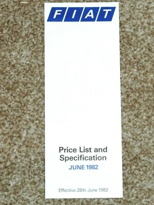 1982 FIAT PRICE LIST - Argenta X1/9 Mirafiori Strada Panda 127 126 Vans - Image 1 of 3