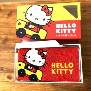 Sehr selten!! Sanrio Hello! Kitty lange Geldbörse Sagara Stickerei sehr qute mit Box - Bild 1 von 12