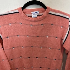 Suéter Pullover Vintage Subello Rosa Tejido Abuela 100% Acrílico Cuello Redondo - Imagen 1 de 6