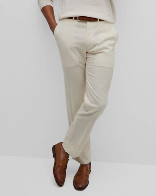 Pantalones de vestir rectos de lana marfil para hombre $1100 Brioni talla 56 Foto 1 de 4