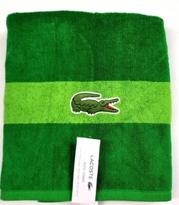 NEW LACOSTE GREEN STRIPE COTTON LOOPS BATH TOWEL-30"X 52" - Picture 1 of 2