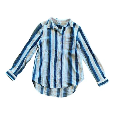 Sonoma Multicolor Striped Blue Cotton Button-up Shirt Blouse Womens Medium - Image 1 of 4