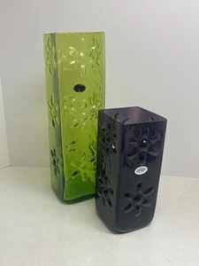 Blenko 6115 Vase Set - 2023 Festival Of Glass - Olive & Spring Crocus - Picture 1 of 12