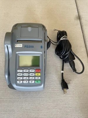 First Data FD200 Credit Card Terminal POS System with Power Cord – Used - Image 1 of 4