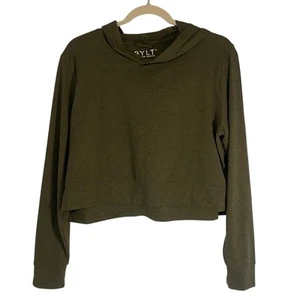 Sudadera con capucha corta BYLT Premium Basics Essential verde para mujer talla mediana - Imagen 1 de 10