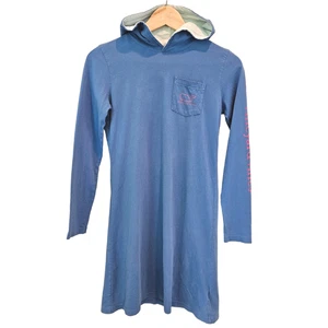 Vestido Vineyard Vines Manga Larga Con Capucha Playa Encubrimiento Azul Niña Grande (14) - Imagen 1 de 6