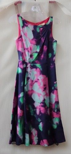 Abito donna Kate Spade multicolore fantasia davanti pieghe scollo a scoop taglia 00