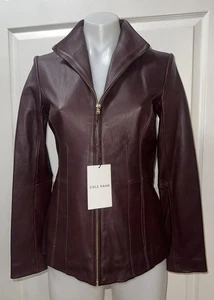 Cole Haan Wing Collar Lambskin Leather Jacket Sz XS NWT $450 - Picture 1 of 15