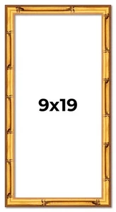 9x19 Frame Gold Bamboo Solid Wood Picture Frame | 1 Inch Moulding Width | Interi - Picture 1 of 10