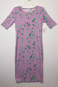 Nuevo con etiquetas Maxi Vestido LulaRoe Mujer Pequeño Púrpura Verde Hoja Manga Corta - Imagen 1 de 10