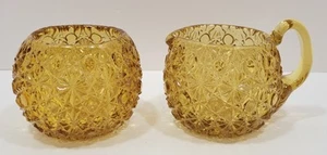 Vintage Braunglas Gänseblümchen und Knopf Milchkännchen und offenes Zucker Set - Bild 1 von 9