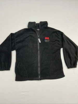 Chaqueta polar vintage olímpica de EE. UU. para mujer mediana negra cremallera completa equipo EE. UU. USADA EN EXCELENTE ESTADO Foto 1 de 4