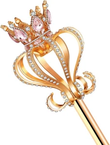 Cetro de diamantes de imitación de perlas doradas varita de festival concurso accesorios de disfraz - Imagen 1 de 4