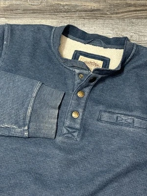 Vintage LL Bean Katahdin Iron Works Henley Bonded Waffle Fleece Sweater M Tall - Image 1 of 4