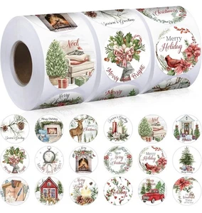 Eaasty 500 Pcs Christmas Card Stickers - 1.5" Envelope Seals, 18 Designs, 1 Roll - Picture 1 of 13