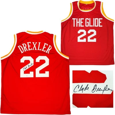 SALE! Houston Rockets Clyde Drexler Autographed Signed Red Jersey The Glide JSA - Image 1 of 4
