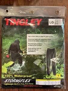 L, XL, 2XL Rain Pants Waterproof Tingley Stormflex Black Lightweight Medium Duty - Picture 1 of 9