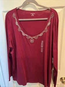 CAMICIA ST. JOHNS BAY / 3X / Borgogna / Perline / Maglia / 💯% Cotone - Foto 1 di 12